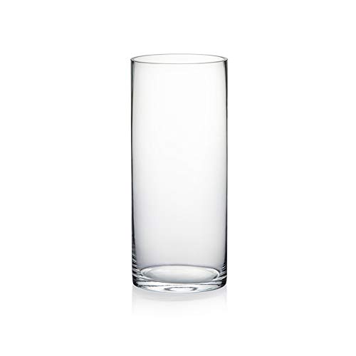 "WGV Quality Thick Cylinder Vase, Diameter 5"", Height 12"", Clear Glass Floral Planter Container, Tall Centerpiece Arrangement for Wedding Home Decor, 1 Piece"