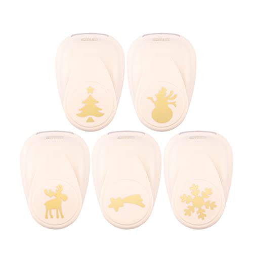 Vaessen Creative Craft Paper Punch - Christmas - 5 Pcs - Various Sizes - Circle Cutter for Crafting and Card Making - Christmas Tree, Shooting Star, Snowflake, Snowman, Reindeer