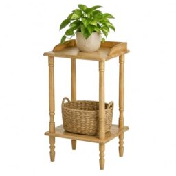 Premier Housewares Rubberwood Rectangle Console Table with Shelves Console Table Narrow Vintage Hall Table Telephone Table 62 X 36 X 29 Cm, Natural