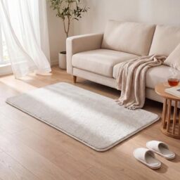 VOUNOT® Fluffy Rugs for Living Room and Bedroom, Soft Shaggy Floor Carpets with Non Slip Backing & Extra Underlay, Machine Washable, Large Area Rug, Modern & Cosy Home Decor, 80x150cm, Cream