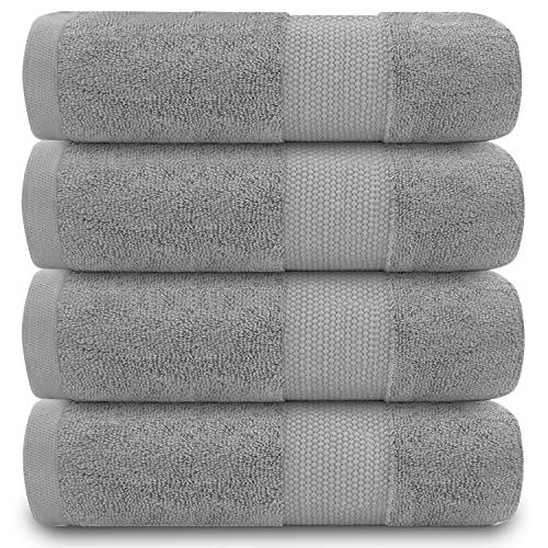 GC GAVENO CAVAILIA Quick Dry Hand Towels Set, 4 Pack, Premium Highly Absorbent Towel 100% Egyptian Cotton, Miami, Charcoal