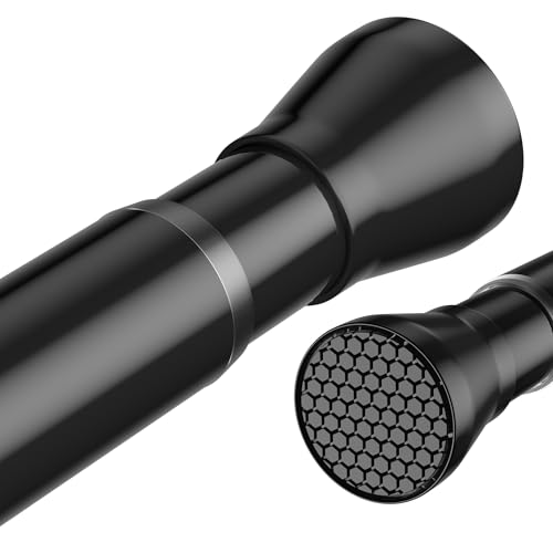 fvonzn Tension Rods for Windows 28 to 48 Inch - Black Tension Curtain Rod - Small Shower Curtain Rod, No Drill, Non Slip, Adjustable Curtain Rod