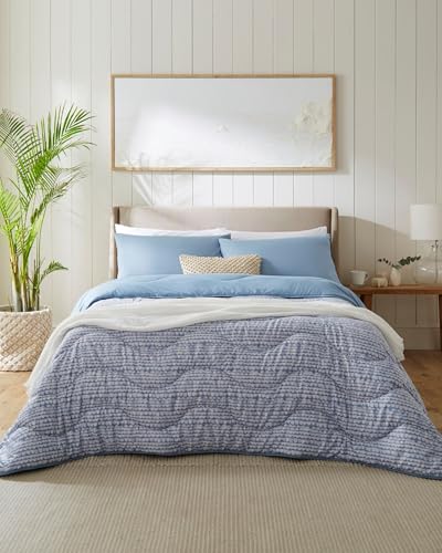 Night Lark Coverless Duvet and Pillowcase Set, Spring Summer Collection – 6 Tog Coverless Double Duvet with Advanced Smartfil® Fibre, Machine Washable, Hypoallergenic – Coastal Calm, Double Bed Size