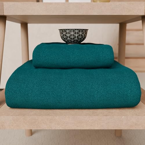 PETTI Artigiani Italiani - Bath Towels in 100% Cotton Terry Towel, 3+3 Towel Set, 6 Pieces 3 Face Towels and 3 Hand Towels, Teal Towels