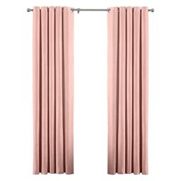 "Riva Paoletti Atlantic Ringtop Eyelet Curtains (Pair) Woven Twill Fabric - 100% Polyester - Drop (90"" x 54"" inches) -Designed in The UK, Polyester, Blush Pink, 229cm x 137cm"
