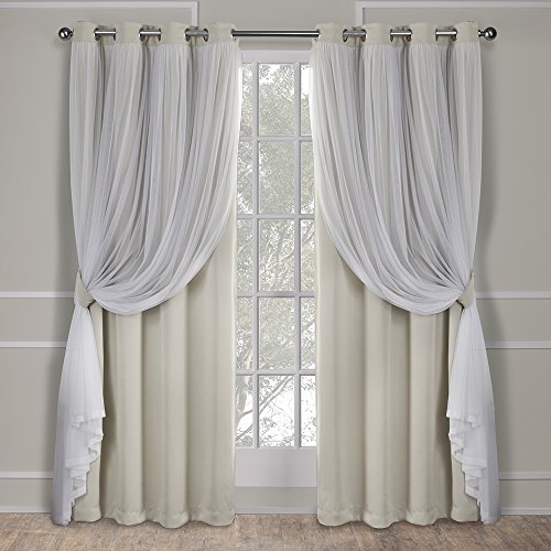 Exclusive Home Curtains Catarina Woven Blackout Grommet Top Panel Pair, Sand, 52x108, 2 Piece