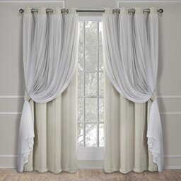 Exclusive Home Curtains Catarina Woven Blackout Grommet Top Panel Pair, Sand, 52x108, 2 Piece