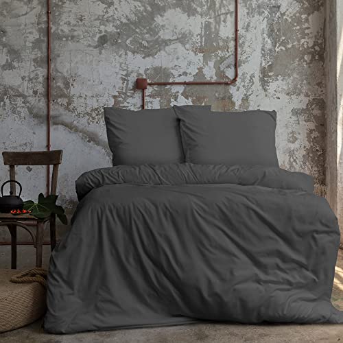 Komfortec Premium Bed Linen 200 x 220 cm Duvet Cover + 80 x 80 cm 2 Pillowcases Brushed 100% Polyester Microfibre 120 g/m², 3-Piece Super Soft Bedding Set, kmf Duvet Cover 200 x 220 + 80 x 80 -