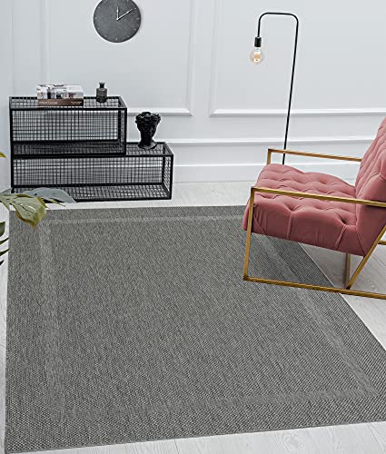 "Mia's Teppiche ""Lara In- & Outdoor Rug, Flat Fabric, 60x110 cm, Anthracite"