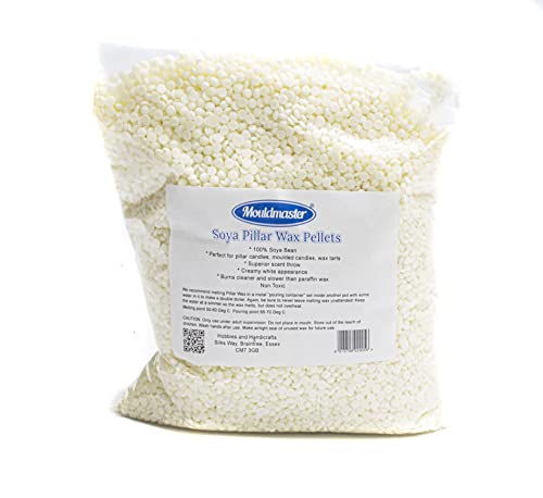 Mouldmaster Soy Pillar Candle Wax Pellets 3kg, SOYA, White Or Nature