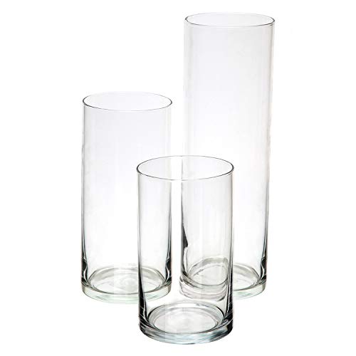 Royal Imports Glass Cylinder Vases Set Of 3 Decorative Centerpieces For Home Or Wedding