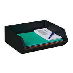 Relaxdays Bamboo Desk Organiser, Office & Home, 1 Compartment, Stackable, Multifunctional, 12.5 x 35 x 31 cm, Anthracite