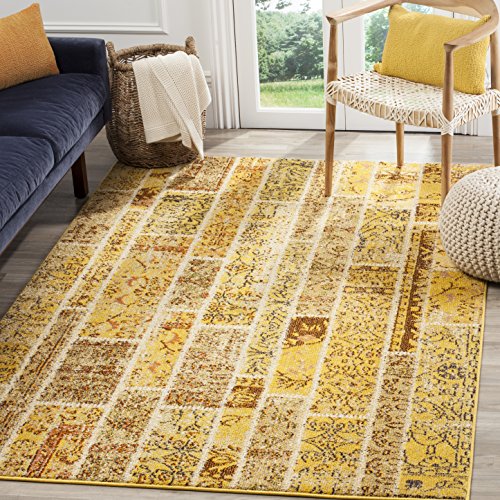 Safavieh Boho Chic Indoor Woven Rectangle Area Rug, Monaco Collection, MNC216, in Yellow / Multi, 155 X 231 cm for Living Room, Bedroom or Any Indoor Space
