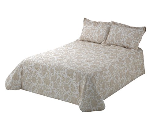 Viantala Duvet Cover, Cotton, Beige and White, Matrimonial