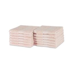 Amazon Basics Organic Cotton Flannel Face Cloth Towel Set for Bathroom, Soft and Absorbent, 30 x 30 cm, Blush Pink, 12-Pack
