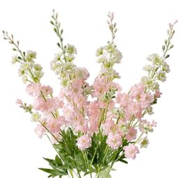 "ZYTUYO 4PCS Pink Artificial Delphinium Flower 33.5"" Long Faux Larkspur Stem Plant Floral Fake Flowers Silk Bouquets for Tall Floor Vase Home Kitchen Outdoor Indoor Wedding Decor"