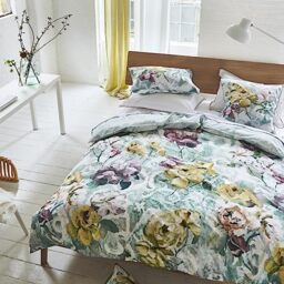 Cotton Percale Printed Tapestry Flower Duvet Cover 260 x 240 cm Designers Guild