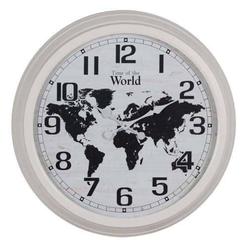 BigBuy Home Wall Clock World Map White Black Iron 70 x 70 x 6.5 cm