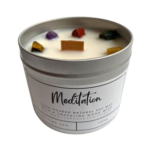 Aluminium Crystal Candle Tin, Meditation with 7 Chakra Crystals