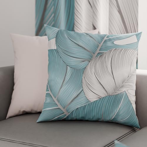 PETTI Artigiani Italiani - Pair of Pillow Cases 45 x 45 cm in Microfibre, Cushions for Bedroom Furniture, Sofa, Living Room, Set of 2 Cushion Covers, Tropical Light Blue Pillow Case, 100% Made in