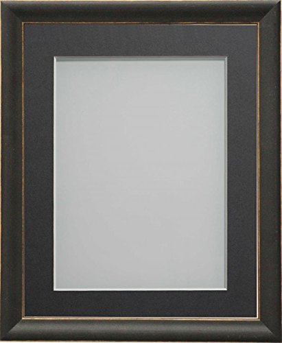Frame Company Darcy Black Picture Photo Frames with Grey Mount, 12x10 for 8x6 *Choice of Colours* Fitted with Real Glass