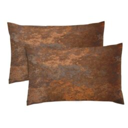 Emvency Set of 2 Throw Pillow Covers Case Brown Copper Old Rusty Metal High Resolution Orange Rustic Decorative Pillowcase Cushion Cover for Sofa Bedroom Car 12 x 20 Inches