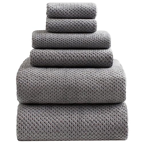 HVMS Oversized Bath Towels Extra Large 40x80 Inches Bath Sheets for Adults Super Soft Quick Dry Highly Absobent Microfiber Shower Towels (Grey,6 Piece)???