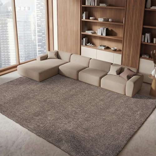 Safavieh Shag Rug for Living Room, Dining Room, Bedroom, August Shag Collection, Short Pile, in Taupe, 240 X 300 cm