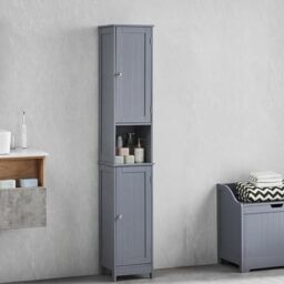 Bath Vida Priano Freestanding 2 Door Tall Storage Cabinet, Grey