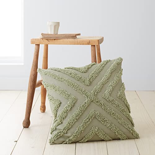 Pineapple Elephant Diamond Tufted Cotton 43x43cm Cushion Sage Green