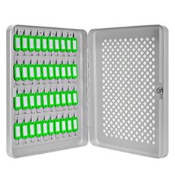 BARSKA Lock Key Cabinet with Green Tags, Alloy Steel, Grey