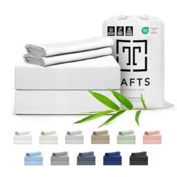 Tafts Queen Sheets Set, Pure 100% Viscose derived from Bamboo Bed Sheets Set, Luxuriously Soft, Silky, Cooling Sheets, Double Stitched, Lifetime Quality Promise (Cool White)