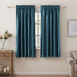 Teal Velvet Curtains 63 inches for Living Room Luxury Room Darkening Noice Reducing Curtain Elegant Bedroom Thermal Insulated Bluish Green Modern Heavy Soundproof Rod Pocket Window Drapes 2 Panels