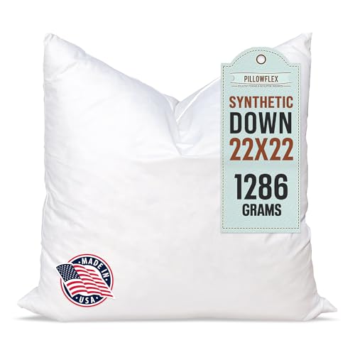 Pillowflex Synthetic Down Pillow Inserts For Shams Aka Faux/Alternative 55cm x 55cm (22 Inch By 22 Inch)