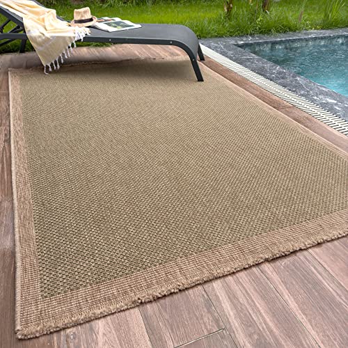 THE RUGS Nature Collection Outdoor Rug – Indoor/Outdoor Tona Border Area Rug for Patio, Deck, Garden, Kitchen, Bathroom or Living Room (Square Dots-Green, 160 x 230 cm)