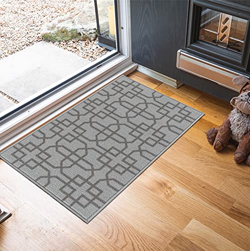 Washable Door Mat Kitchen Mats Non Slip Cubed Trellis Design Hall Runner- Indoor Door Mat - Hallway-Passage Corridor Doormats - Floor Mat
