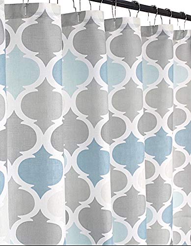 VCNY Home Universal Bathroom Fabric Shower Curtain for Men or Women: Muted Tones of Blue and Grey