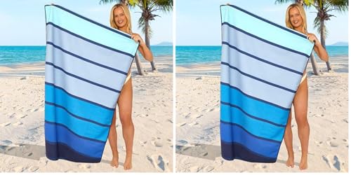 GC GAVENO CAVAILIA Extra Large Beach Towel for Adults - Quick Dry Microfibre Printed Beach Towels - Super Absorbent Beach Towel for Swim (180 x 100 cm) - (1 Piece) Soft, Sand Free,Lightweight - Blue