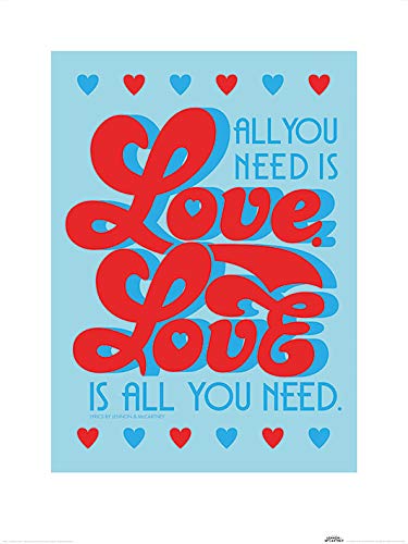 Lyrics by Lennon & McCartney (All You Need Is Love - Retro 60 x 80cm Art Print