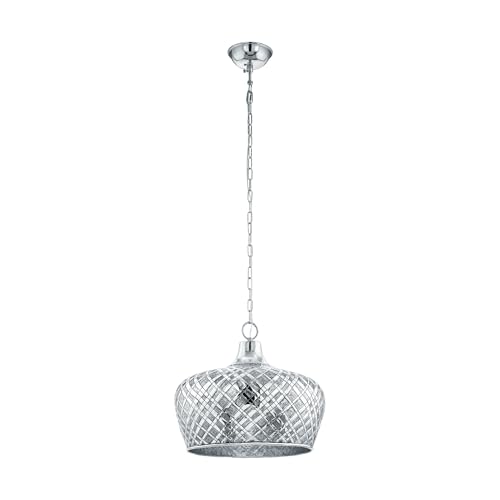 EGLO Pendant Lamp Saltash, Dining Table pendant light, Chrome Steel