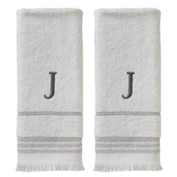 SKL Home Hand Towel Set, J, Cotton, White, 16x26