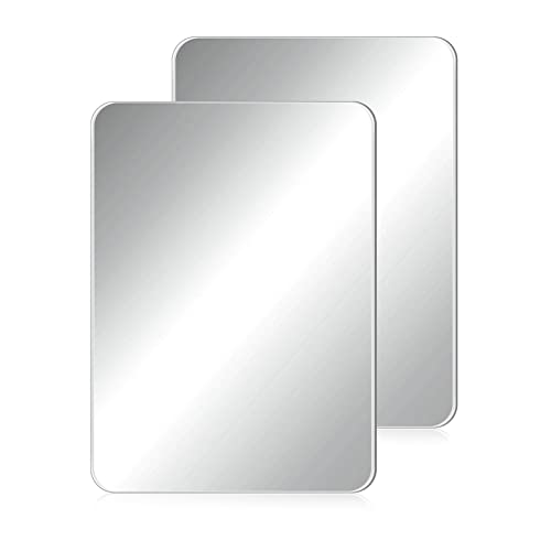 Blulu 2 Pcs Magnetic Locker Mirror Small Real Glass School Rectangular Locker Magnetic Makeup Mirror for Bathroom Household Refrigerator Cabinet(4 x 5.8 Inches)