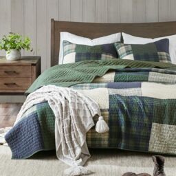 "WOOLRICH All Season, Breathable Coverlet Bedspread Bedding Set, Matching Shams, Cotton, Mill Ceek, Green, Full/Queen(92""x96"")"