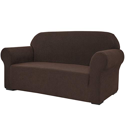 SU SUBRTEX 1-Piece Stretch Sofa Cover Spandex Jacquard Fabric Slipcovers for Couch, Sofa Armchair Anti-Slip Furniture Protector (X-large, Dark brown)