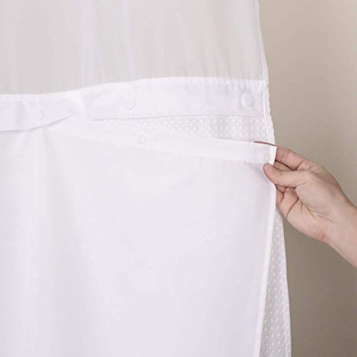 River Dream Snap in Fabric Shower Curtain Liner Replacement - 70W x 54H, White, with Magnets-Detachable Liner,(Fit 71(W) x 74(H) with Window Shower Curtain)