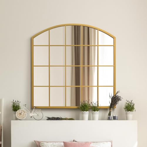 "The Arcus - Gold Framed Arched Window Leaner/Wall Mirror 39"" X 39"" (100x100CM) Suitable for Inside and Outside!"