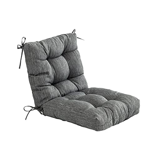 QILLOWAY Outdoor Seat/Back Chair Cushion Tufted Pillow, Spring/Summer Seasonal Replacement Cushions. (Charcoal Grey/Black)