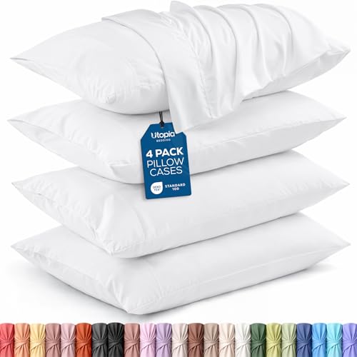 Utopia Bedding King Standard Pillow Cases - Pack of 4 - Envelope Closure - Soft Brushed Microfiber Fabric - Shrinkage and Fade Resistant Pillow Covers 20 X 36 Inches (King Std, White)