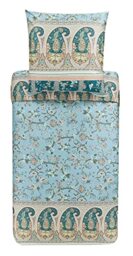 Bassetti Genova V1 9323465 Bed Linen Set Made of Cotton Mako Satin in Green 2-Piece with Zip Closure 200 x 200 cm / 80 x 80 cm
