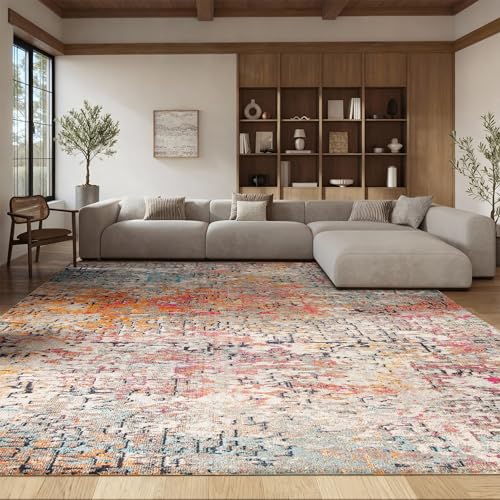 Safavieh Contemporary Rug for Living Room, Dining Room, Bedroom - Madison Collection, Short Pile, in Grey and Pink, 183 X 274 cm
